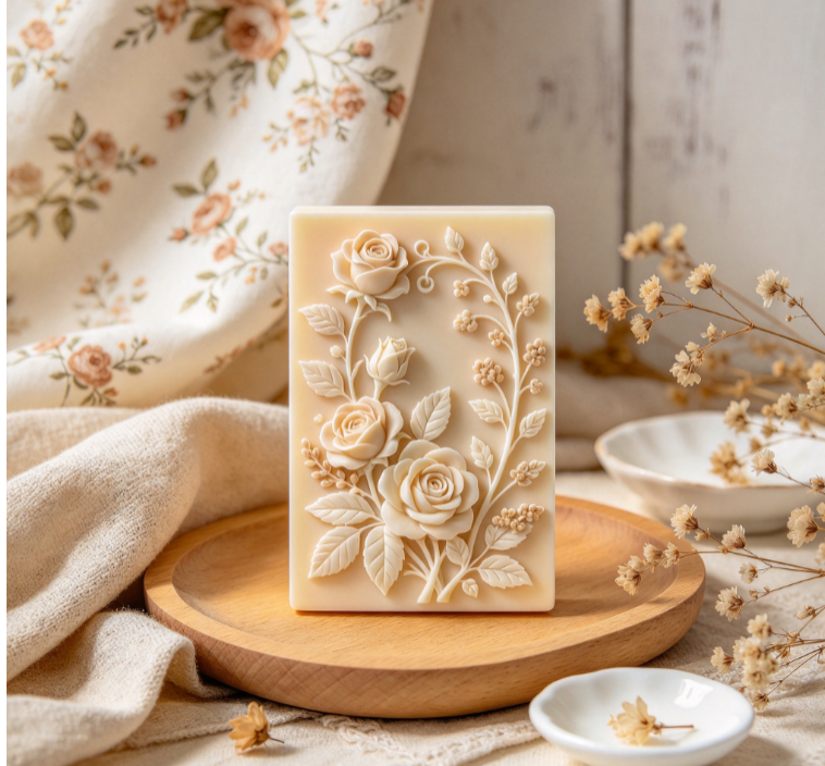 Embossed Garden-Themed Handmade Aromatherapy Art Pieces